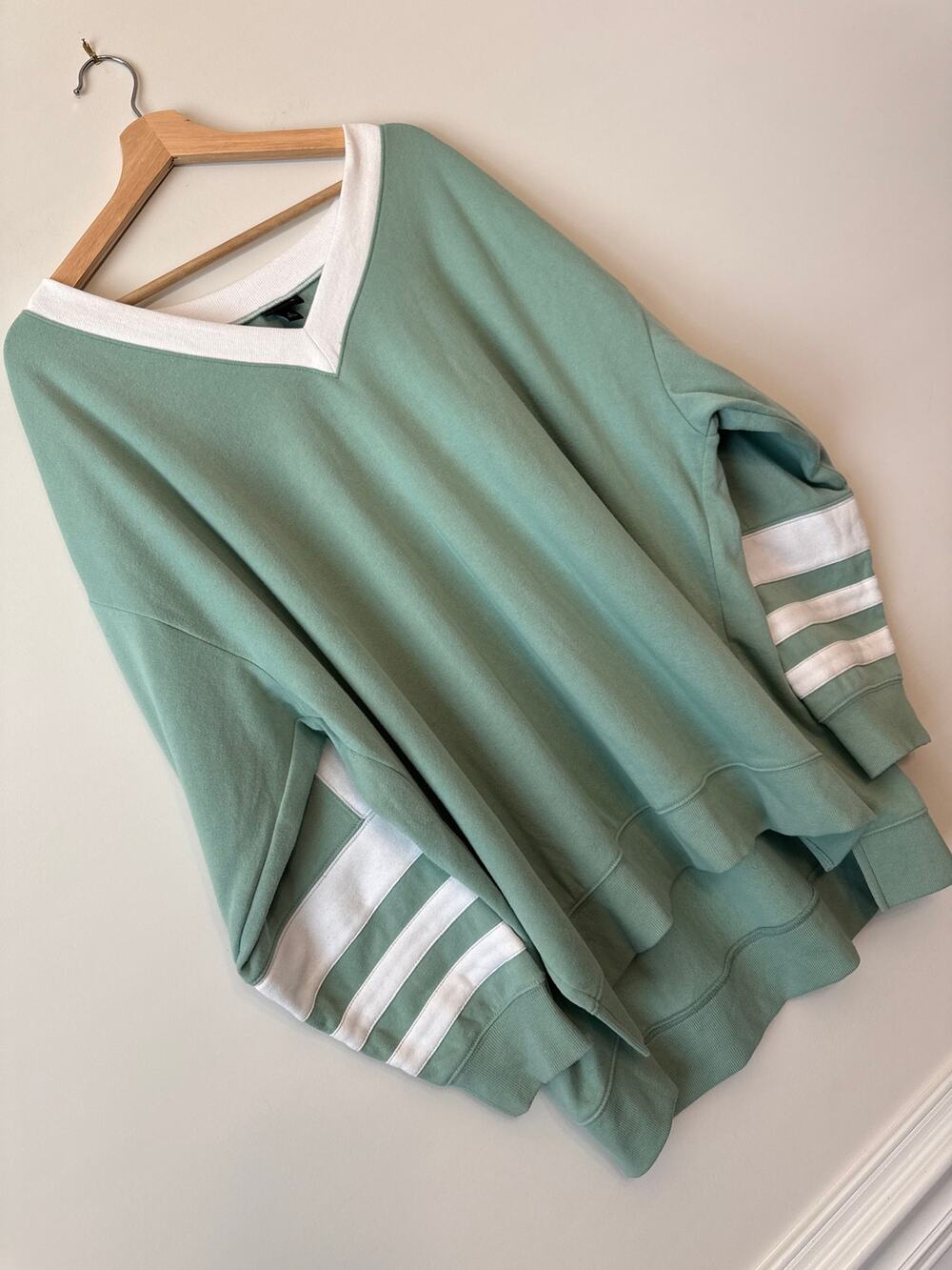 Torrid Sage Green Varsity Stripe Sweatshirt Sz 2